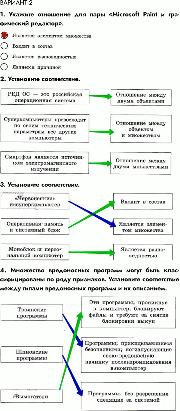 Иллюстрация к решению «Вариант 2 Самостоятельная работа 1 ГДЗ Самостоятельные и контрольные работы Босова 6 класс (Информатика)», 1
